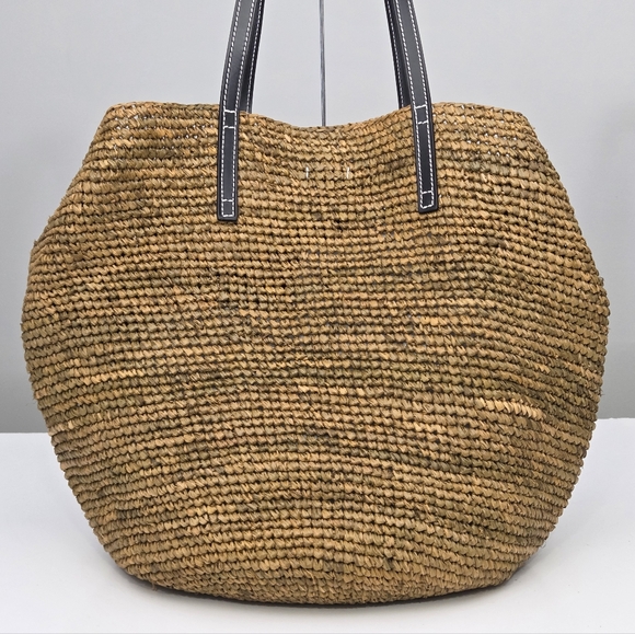 LIKE NEW POLO RALPH LAUREN LARGE RAFFIA TOTE BAG - Picture 9 of 10